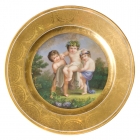 Антикварная тарелка с художественной росписью XIX век