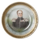 Фарфоровая тарелка с портретом Александра I. Гарднер